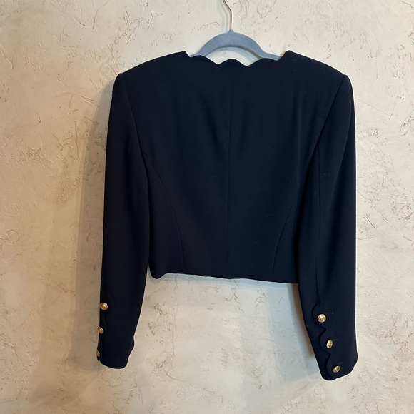 Valentino Cropped Navy Wool Jacket with Gold Buttons AUTHENTIC - Picture 2 of 9